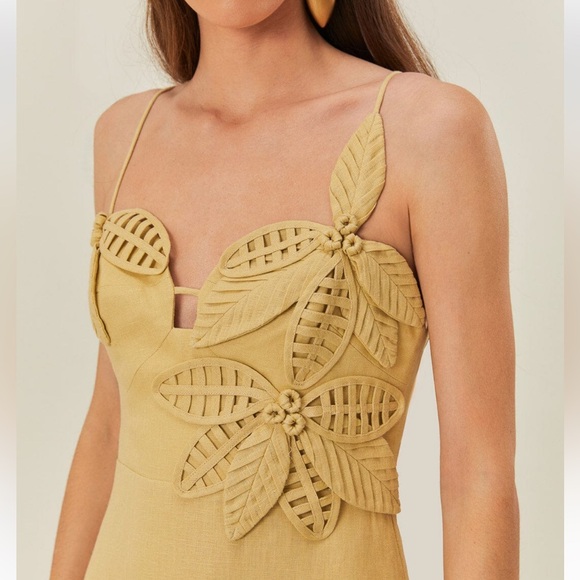 NWT Sand 3d Flower Bodice Midi Dress (sold out!!) originally $320 - Picture 2 of 4